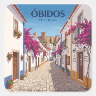 Rua Direita, Óbidos Portugal Keepsake Square Sticker