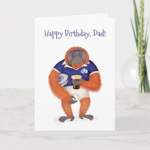 Ruaridh the rugby orangutan birthday card for dad