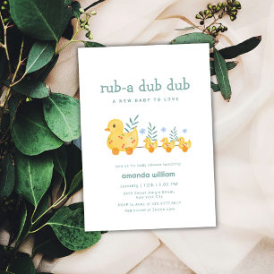 Rub A Dub Dub Cherry Mummy Duck Baby Shower Invitation