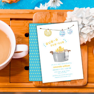 Rub A Dub Dub Clothesline Rubber Duck Baby Shower Invitation