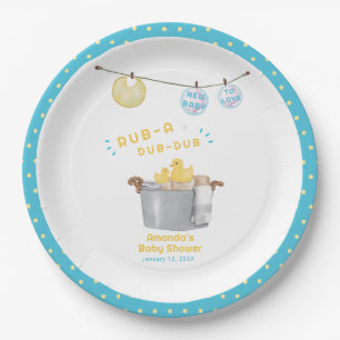 Rub A Dub Dub Clothesline Rubber Duck Baby Shower Paper Plate