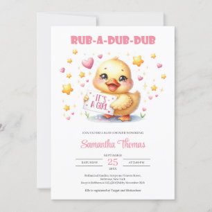 Rub a dub dub girl baby duck invitation