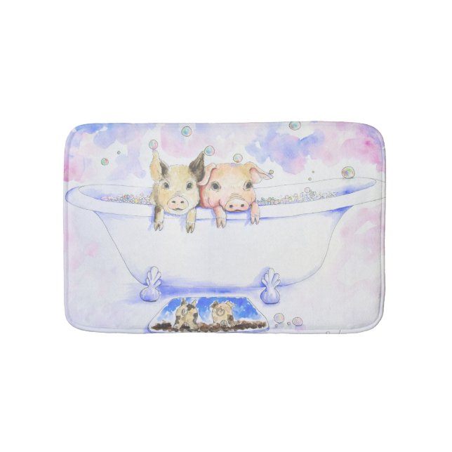 Rub a Dub Dub Piggies in the Tub Painting Bath Mat (Front)