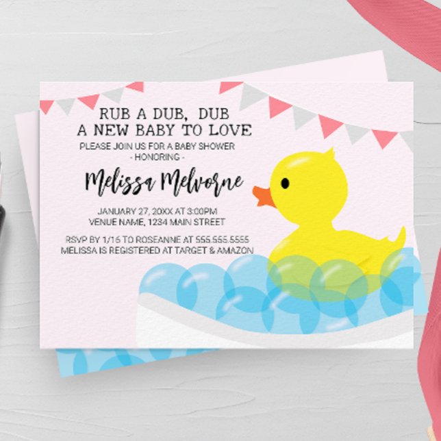 Rub A Dub Dub, Rubber Ducky Baby Shower Invitation (Creator Uploaded)
