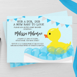 Rub A Dub Dub, Rubber Ducky Baby Shower Invitation