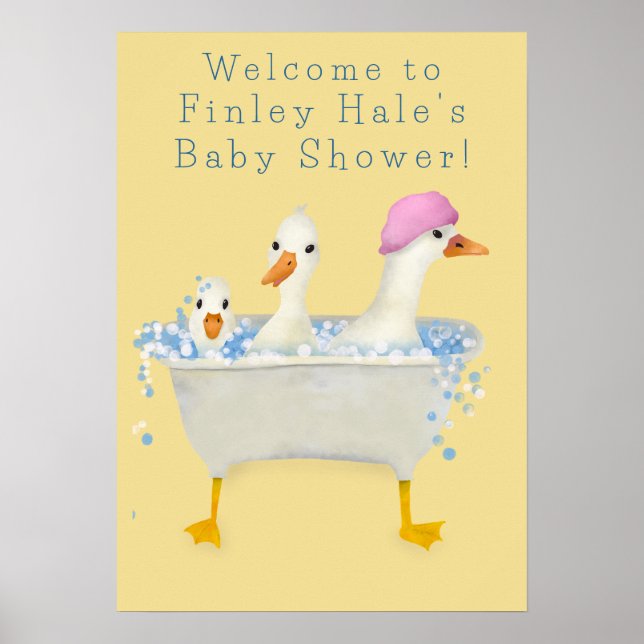 Rub a Dub Ducks Baby Shower Welcome Poster (Front)