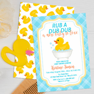 Rub-A-Dub Rubber Duck Baby Shower Invitation – Blu