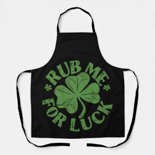 Rub Me For Luck St Patrick's Day Shamrock Apron