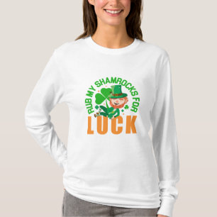 Rub My Shamrocks For Luck Funny St Patrick's Day T-Shirt