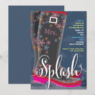 Rubber Boot Splash Bridal Shower Invitation