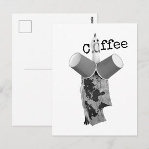 Rubber Chicken screaming Coffee Postcard