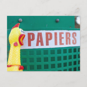 Rubber Chicken Trash Can Postcard