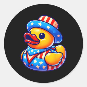 Rubber Duck 4th Of July Independence Day Men Women Classic Round Sticker