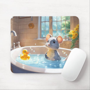Rubber Duck and Mouse In Tub  Mouse Pad