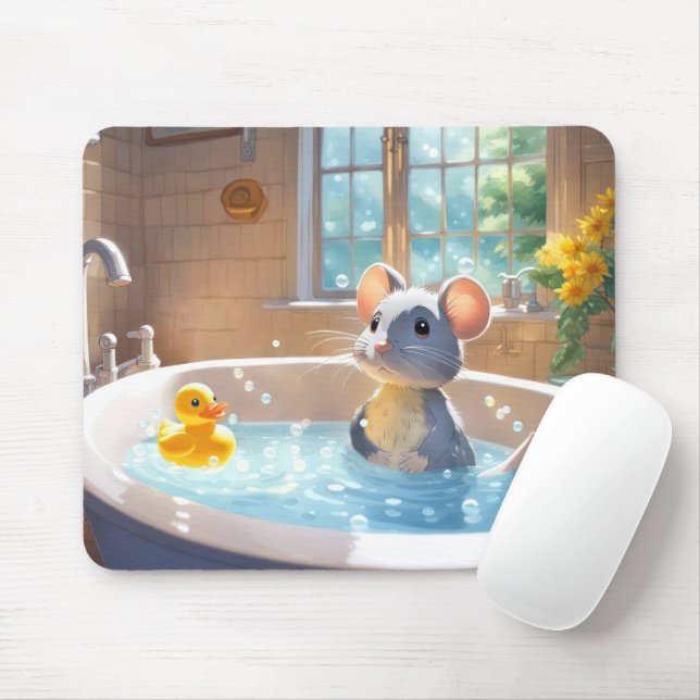 Rubber Duck and Mouse In Tub  Mouse Pad (With Mouse)