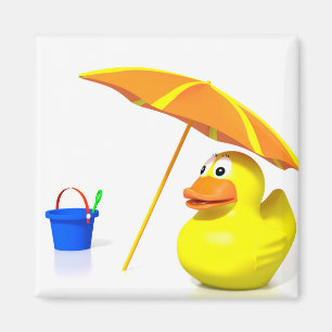 Rubber duck at the beach magnet