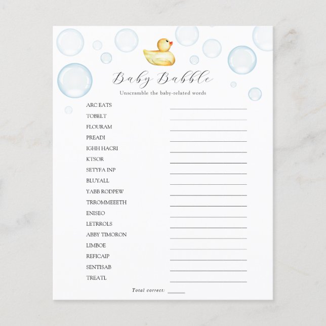 Rubber Duck Baby Babble Scramble (Front)