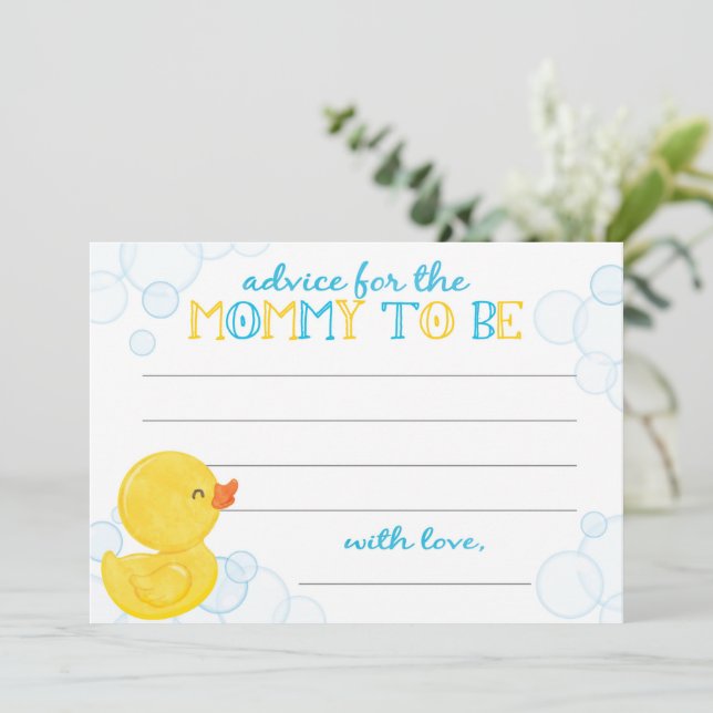 Rubber Duck Baby Shower Advice for Mummy Cards (Standing Front)