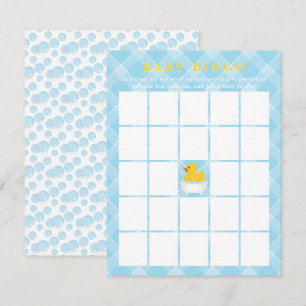 Rubber Duck Baby Shower Bingo Card Blue Baby Boy