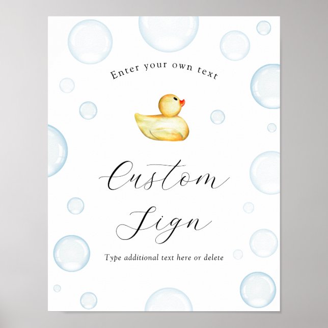 Rubber Duck Baby Shower Custom Text Sign (Front)