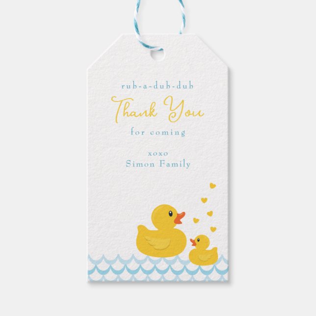 Rubber Duck Baby Shower Favour Tag | Cute Thank Yo (Front)