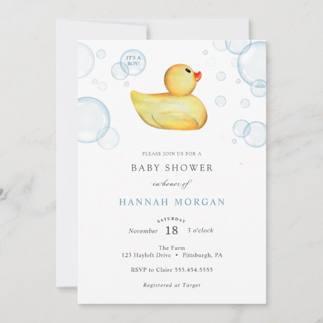 Rubber Duck Baby Shower invitation (Front)