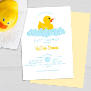 Rubber Duck Baby Shower Invitation – Blue Bubbles 