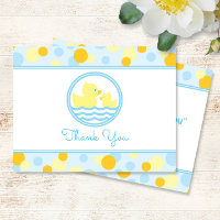Rubber Duck Baby Shower Thank You blue and yellow