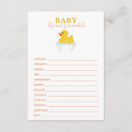 Rubber Duck Baby Shower Word Scramble Game – Yello Enclosure Card