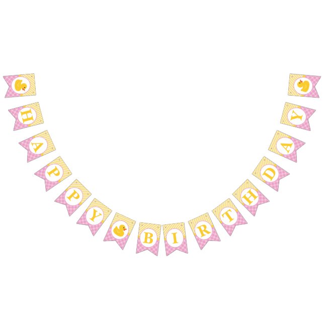 Rubber Duck Birthday Banner | Pink and Yellow Duck (All)