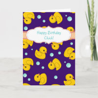 Rubber Duck birthday card - cute duckies pattern