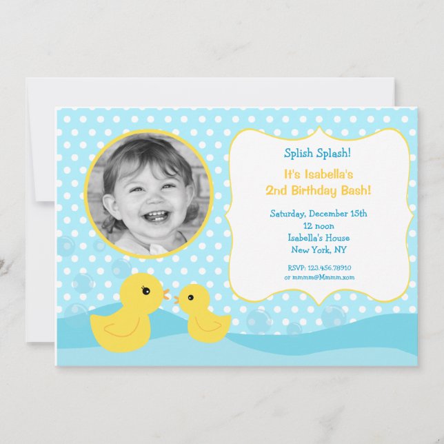 Rubber Duck Birthday Invitations (Front)