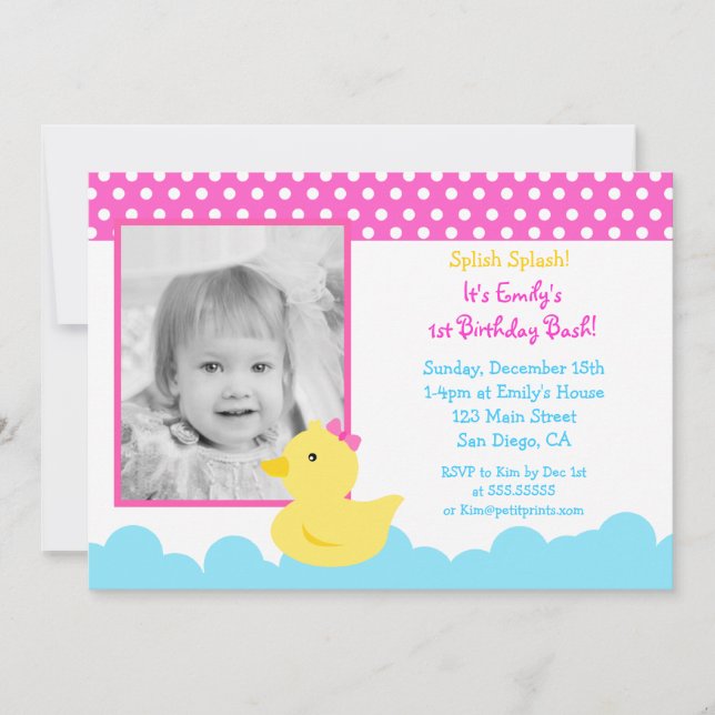 Rubber Duck Birthday Invitations (Front)