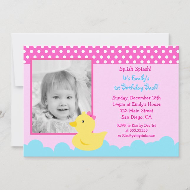Rubber Duck Birthday Invitations (Front)