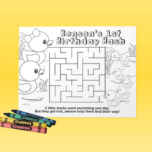 Rubber Duck Birthday Maze Activity Sheet Pack Notepad