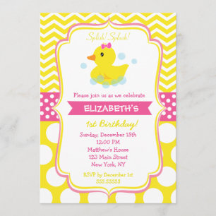 Rubber Duck Birthday Party Invitations