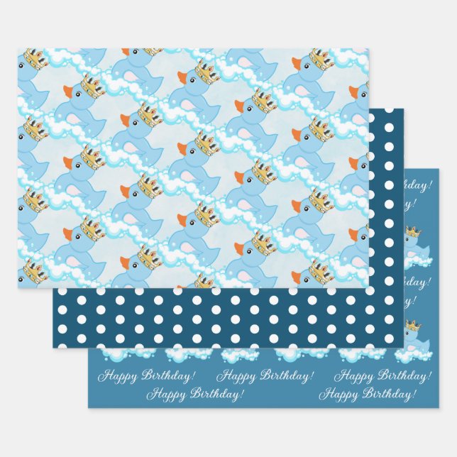 Rubber Duck (Blue) Birthday Party Wrapping Paper (Set)