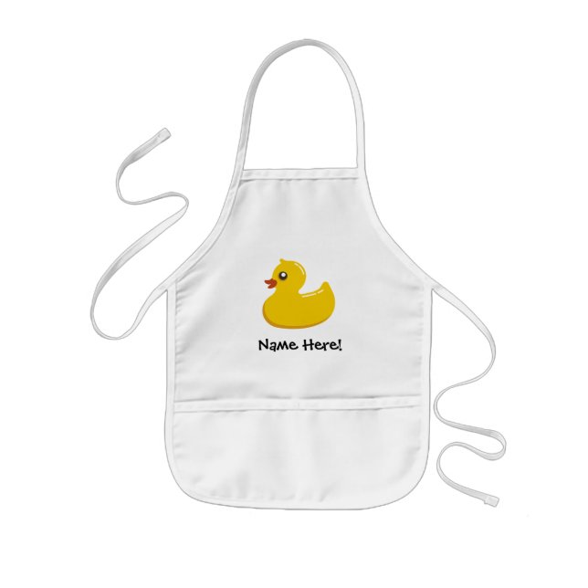 Rubber Duck Blue Bubbles Personalised Kids Apron (Front)