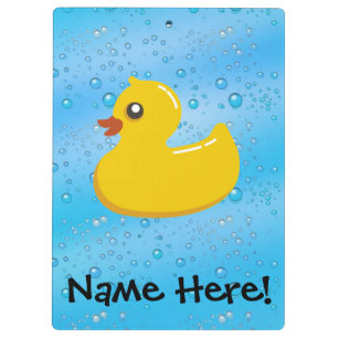 Rubber Duck Blue Bubbles Personalised Kids Clipboard