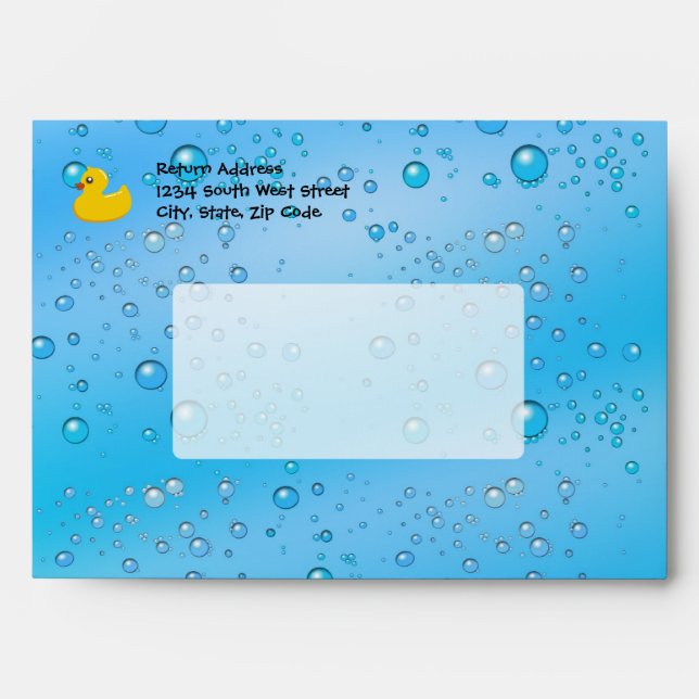 Rubber Duck Blue Bubbles Personalised Kids Envelopes (Front)