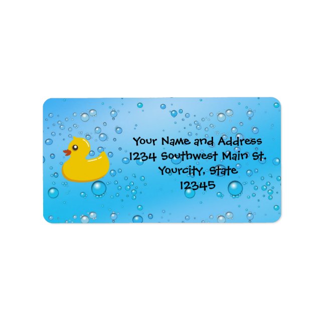 Rubber Duck Blue Bubbles Personalised Kids Label (Front)
