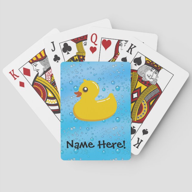 Rubber Duck Blue Bubbles Personalised Kids Playing Cards (Back)