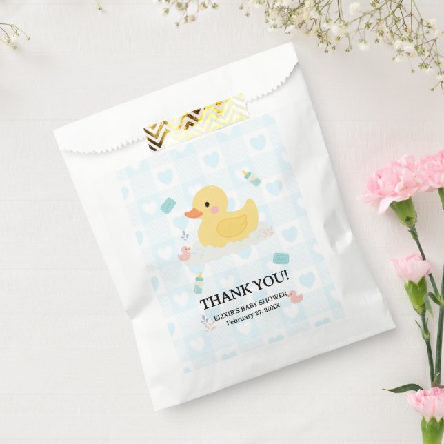 Rubber Duck Blue Hearts Baby Shower Favour Bag (Sealed)