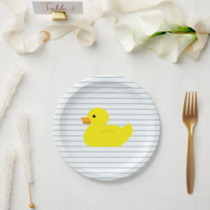 Rubber Duck Blue Stripe Paper Plate