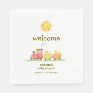 Rubber Duck Choo Choo Train Baby Shower Welcome Napkin