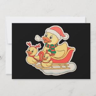 Rubber Duck Christmas Santa Hat Sleigh Xmas Holiday Card