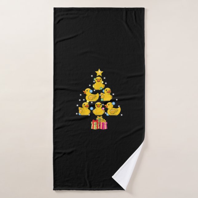 Rubber Duck Christmas Tree Duckie Quack Christmas Bath Towel (Bath Towel)