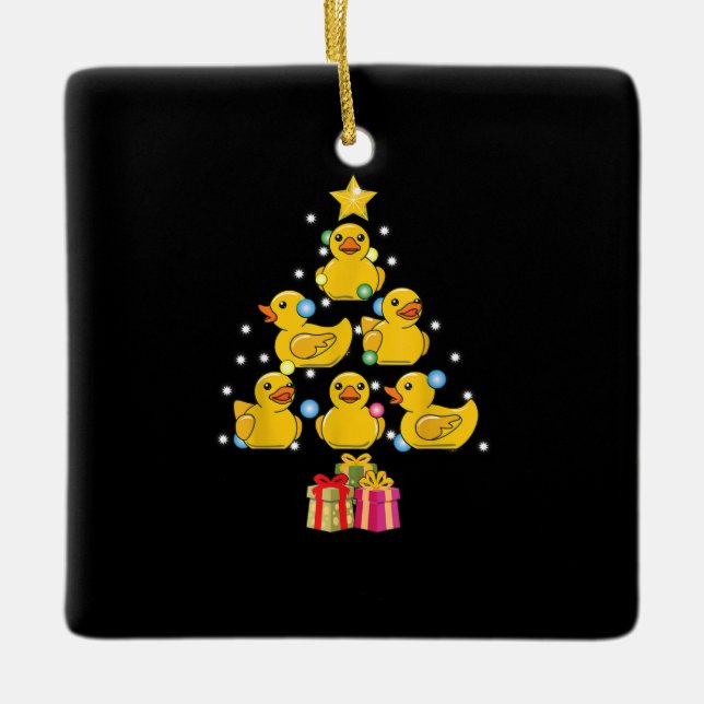 Rubber Duck Christmas Tree Duckie Quack Christmas Ceramic Ornament (Front)