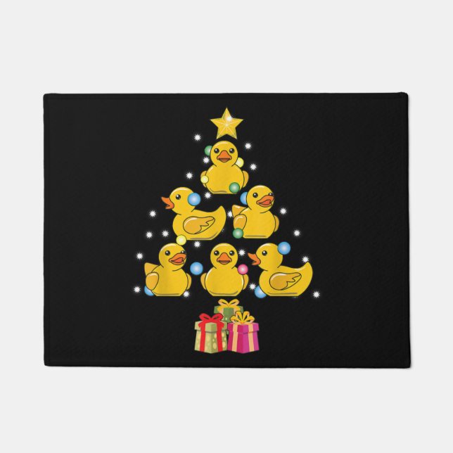 Rubber Duck Christmas Tree Duckie Quack Christmas Doormat (Front)