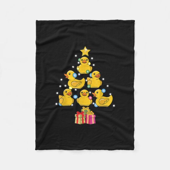 Rubber Duck Christmas Tree Duckie Quack Christmas Fleece Blanket (Front)